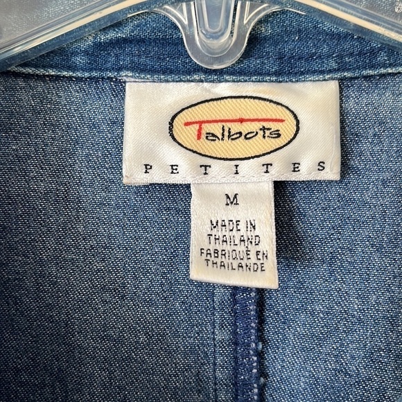Talbots denim jacket pocket flaps on front size seam detail medium petite - Picture 4 of 16